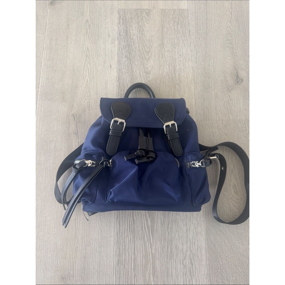 Navy Women's Nylon Backpack with Black Trim